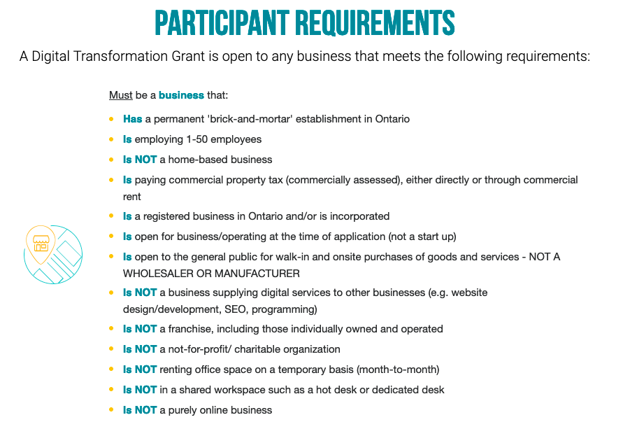 Requirement List For Ontario Digital Transformation Grant image 1