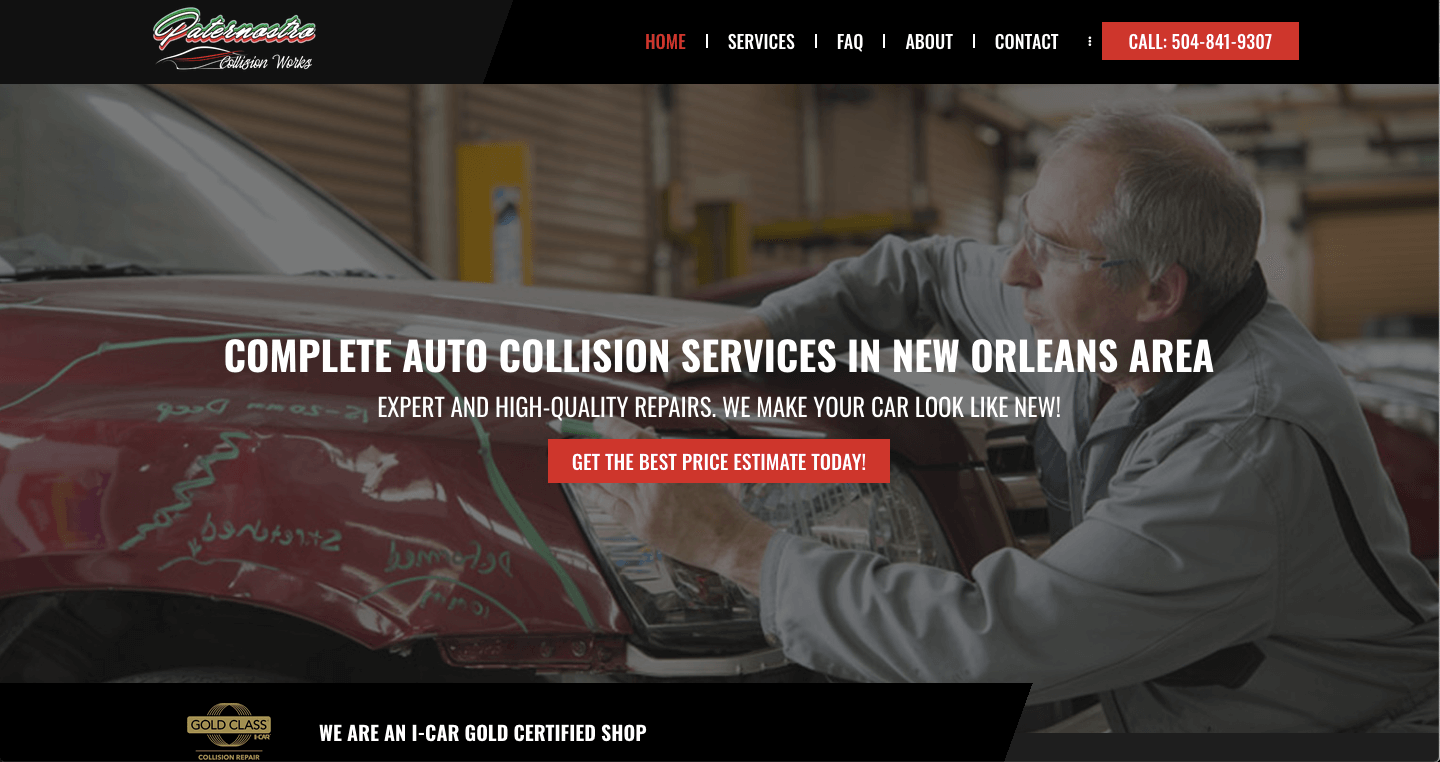 home page image of Paternostro Collision Works website designed and built by growdigital.ca